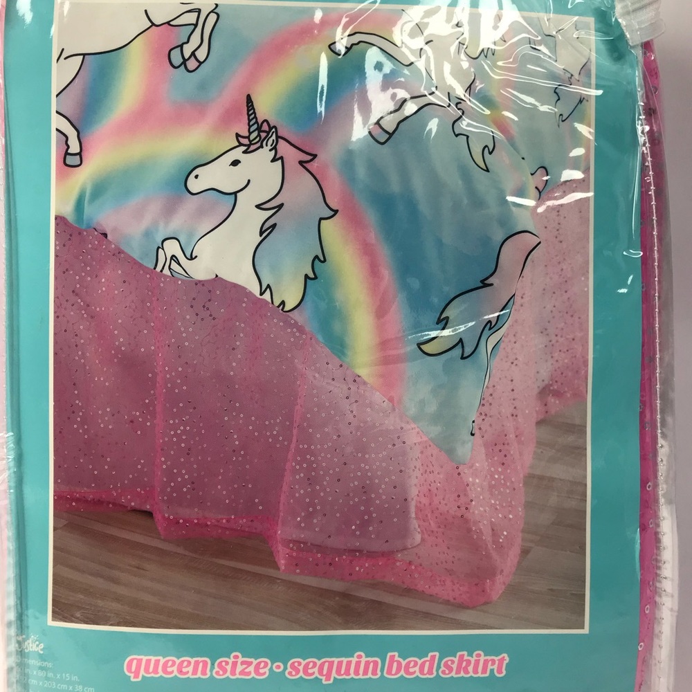 Pink Sequin Bedskirt Queen Princess Justice NEW